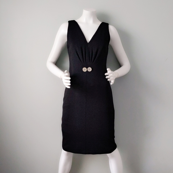 VTG Carolyne Roehm Black Wool Rhinestone Dress Set - Picture 6 of 10